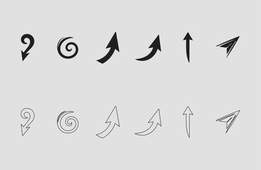 Set arrow icons. Different black arrows sign – stock vector arrow direction line vector set