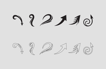 Set arrow icons. Different black arrows sign – stock vector arrow direction line vector set