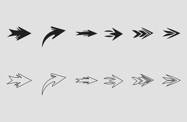 Set arrow icons. Different black arrows sign – stock vector arrow direction line vector set