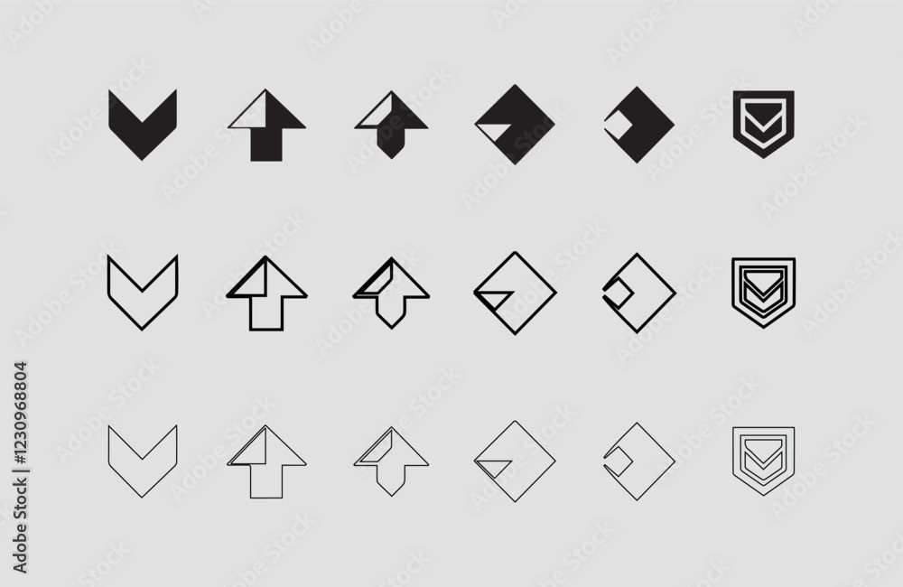 Poster Set arrow icons. Different black arrows sign – stock vector arrow direction line vector set