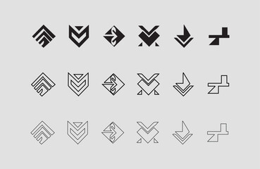 Set arrow icons. Different black arrows sign &ndash; stock vector arrow direction line vector set