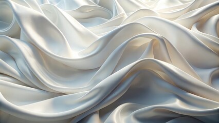 Obraz premium Soft waves of white fabric create an elegant, minimalist background. High depth of field; pure, textured white.