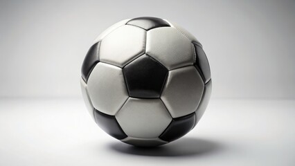 Fototapeta premium Classic Black and White Soccer Ball on White Background - Iconic Symbol of Global Football Sport
