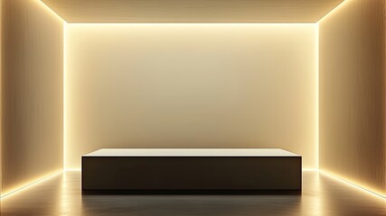 Podium in empty room with bright lights

