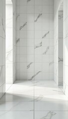 Subtle variation in glossy white ceramic tiles, geometric pattern , bathroom tile, background