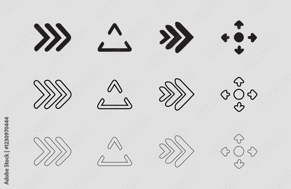 Poster set arrow icons. different black arrows sign – stock vector arrow direction line vector set