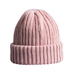 Woolen Beanie in Light Pink Isolated on Transparent Background