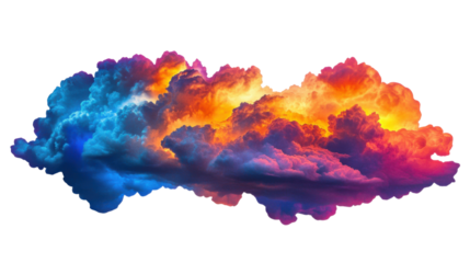 Colorful cloud formation creating a vibrant atmosphere with transparent background