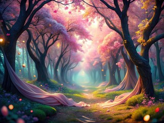 Surreal Cherry Blossom Photography: Dreamlike Pink Blossoms, Ethereal Landscape, Magical Spring