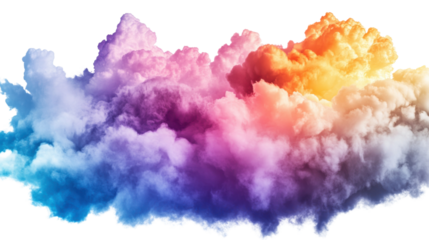 Colorful cloud of smoke creating a vibrant atmosphere with transparent background