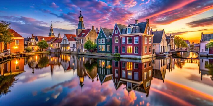 Surreal photography paints Maassluis, Zuid-Holland, as a fantastical village; historical buildings in a dreamlike state.