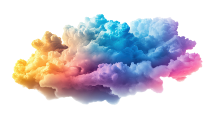 Colorful cloud computing floating on transparent background