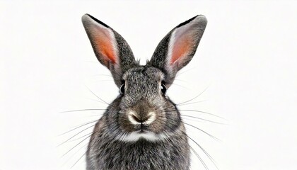 Obraz premium Expressive Grey young rabbit standing in front, isolated, making a face