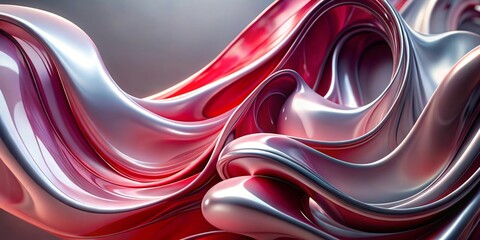 Abstract Red and Silver Liquid Flow