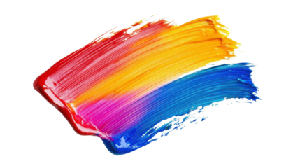 Colorful paint strokes creating a vibrant design on transparent background