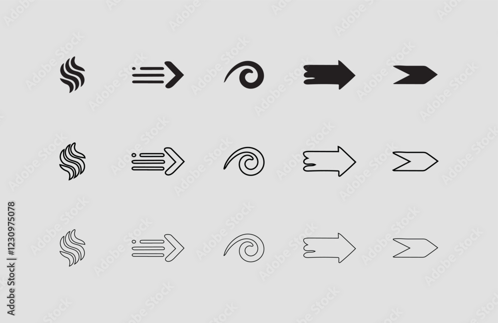 Poster arrow direction line vector set set arrow icons. different black arrows sign – stock vector