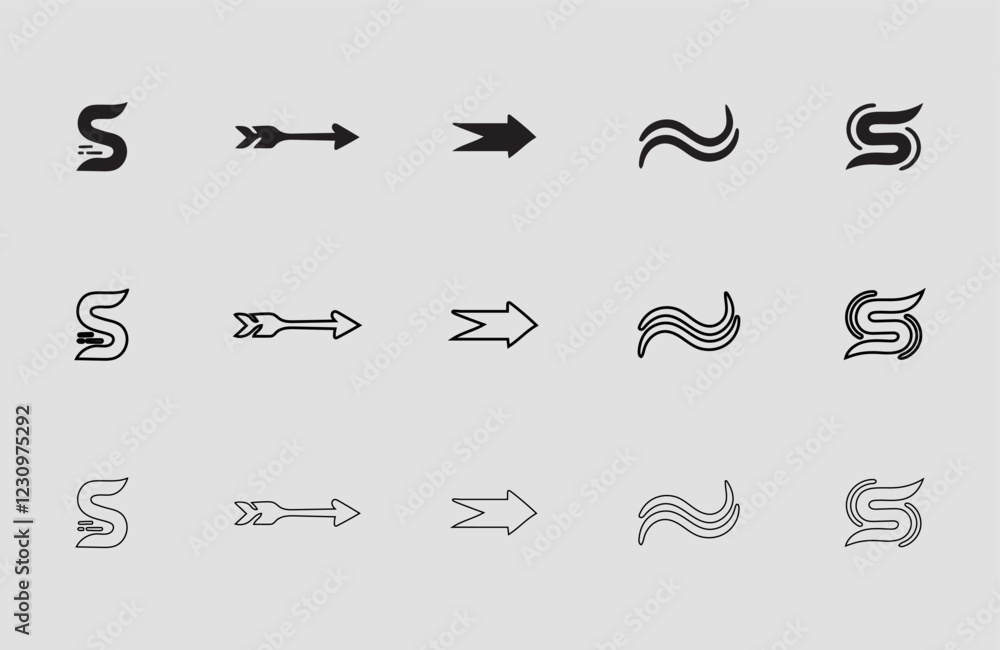 Poster arrow direction line vector set set arrow icons. different black arrows sign – stock vector
