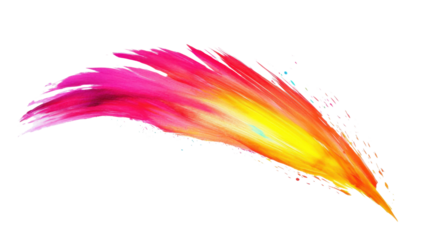 Pink and yellow paint stroke on transparent background