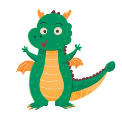 cute dragon cartoon in crayon style editable Colorful vector hand drawn illustration for children. baby designs for cards, poster decorations, t-shirt prints, stickers, icons and others	
