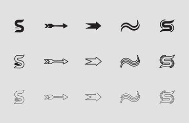arrow direction line vector set Set arrow icons. Different black arrows sign – stock vector