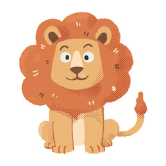 cute lion cartoon in crayon style editable Colorful vector hand drawn illustration for children. baby designs for cards, poster decorations, t-shirt prints, stickers, icons and others	
