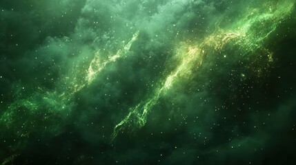 Fototapeta premium Green nebula cosmic dust space background
