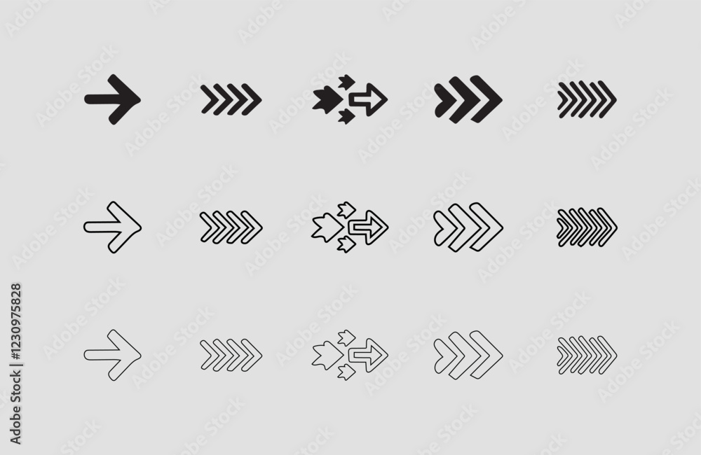 Poster arrow direction line vector set set arrow icons. different black arrows sign – stock vector