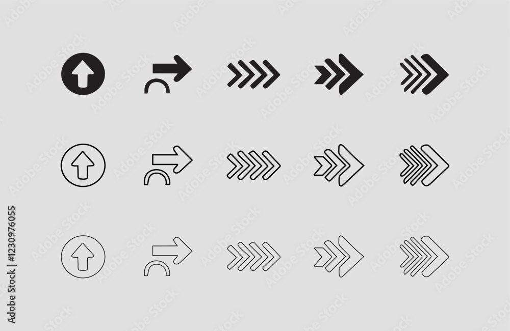Poster arrow direction line vector set set arrow icons. different black arrows sign – stock vector