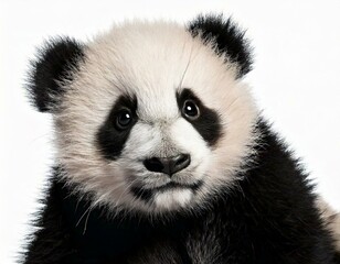 Obraz premium Giant Panda (18 months) - Ailuropoda melanoleuca in front of a white