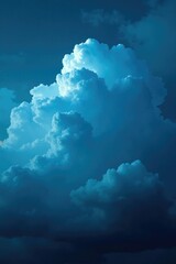 Majestic blue against a backdrop of dense dark cloudy, majestic, nature, vast