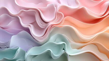 Abstract Pastel Wave Composition: A Serene Tapestry of Soft Hues and Flowing Lines