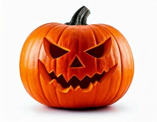 Halloween Jack o Lantern Pumpkin with a spooky face. Isolated on a