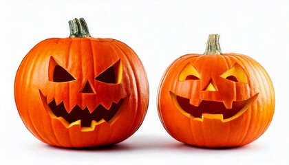 Fototapeta premium Halloween Jack o Lantern Pumpkin with a spooky face. Isolated on a