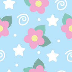 Seamless pattern with cute teeth and stethoscope in kawaii style. Suitable for wallpaper, background, wrapping paper, fabrics, textile, packaging, etc