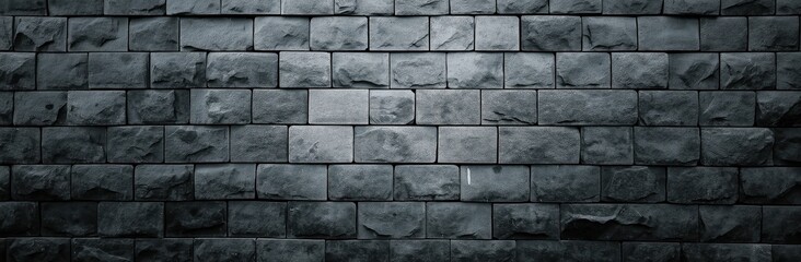 Obraz premium Dark gray stone brick wall forming a textured background
