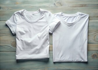 Candid Photo: Side-by-Side White T-Shirts, Apparel Photography, Product Shot, Clothing Display, Simple Background