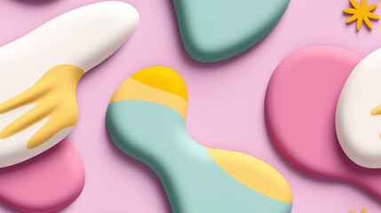 Smooth shapes in pastel colors create playful abstract pattern