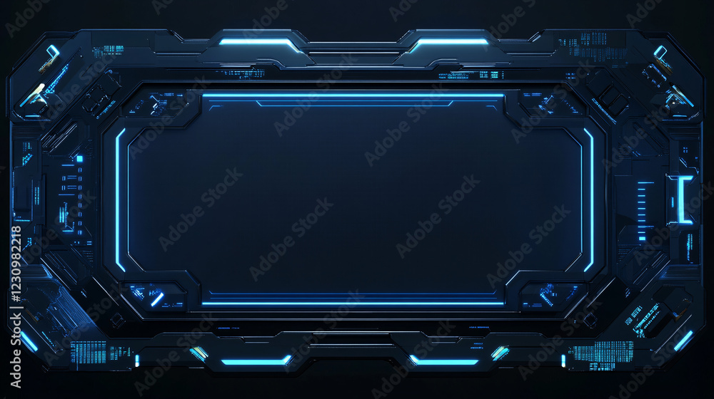 Aufkleber a futuristic 3d render of a hud digital frame with glowing blue lines, representing the integration 