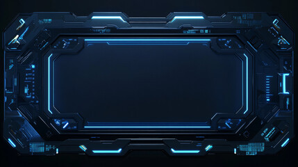 A futuristic 3D render of a HUD digital frame with glowing blue lines, representing the integration of advanced technology