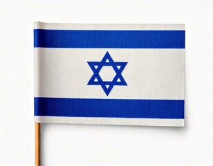 Israel, waving flag of Israel on pole white background 