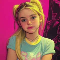 90s Style Cartoon Portrait &ndash; Trendy Digital Art of a Cool Teen Girl