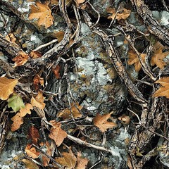 Dry Desert Rocks and Grass Foliage Camouflage Seamless Pattern Texture