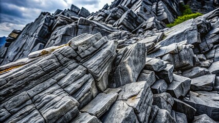 Panoramic Black and White Rocky Mountain Texture Background - Wide Banner Design