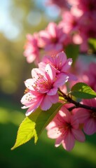 Obraz premium Colorful flowers of hawthorn tree in spring sunlight, flowers, petals
