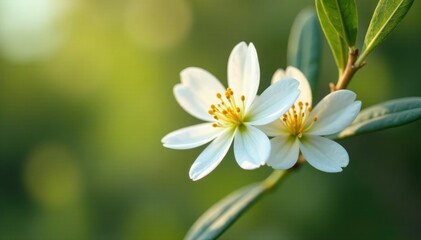 Obraz premium Freshly picked fragrant white flowers from the olive tree, garden, olive flowers, picking flowers