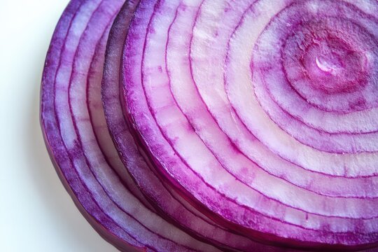 Slices of Fresh Purple Onion Showcasing Beautiful Layers and Texture