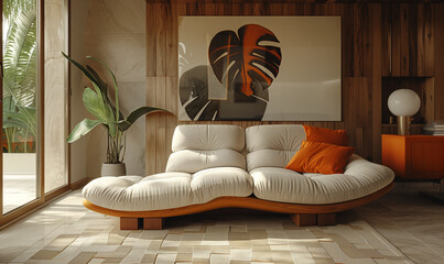 Living Room Interior. Luxury Home Design. Midcentury modern