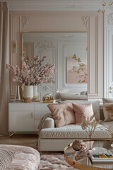 Living Room Interior. Luxury Home Design. Decoration and European Style (Classic, Neoclassic)