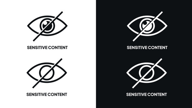 Eye. Sensitive content icon. Censorsed view sign. Disturbing view icon. Inappropiate content. Minimalist vector.