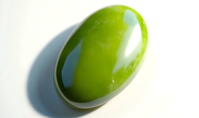 Single green seed lying on white surface. Use food, agriculture, nature